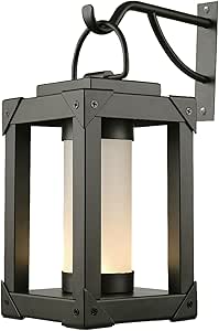 Globe Electric 44753 LED Integrated Battery Operated Outdoor Lantern, Bronze, Frosted Acrylic Panels, Wall Anchor and Accessories Included, 15 Lumens, 3000 Kelvin, Outdoor Lantern for Patio Waterproof