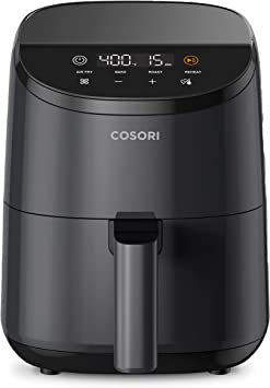 COSORI Small Air Fryer Oven 2.1 Qt, 4-in-1 Mini Airfryer, Bake, Roast, Reheat, Space-saving & Low-noise, Nonstick and Dishwasher Safe Basket, 97% less oil, Sticker with 6 Reference Guides, Gray