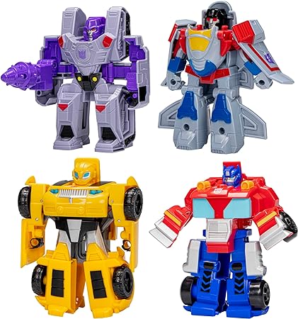 Transformers Toys Heroes vs Villains 4-Pack, Autobot and Decepticon 4.5-Inch Action Figures, Preschool Robot Toys for Kids Ages 3 and Up