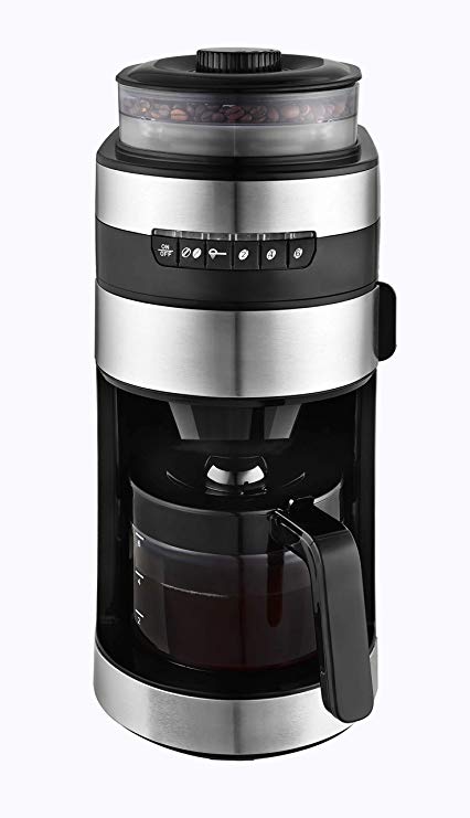 Venga! VG CCG 3006 Coffee Maker with Grinder - 750 W, Glass, Plastic, Stainless Steel,  850 ml, Black