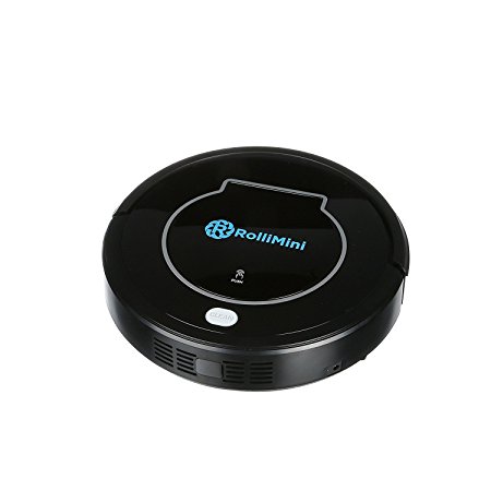 Rollibot Mini Robot Vacuum Cleaner - Sweeps, Cleans, Mops & UV Sterilizes Your Home, Perfect for Cleaning Pet Hair, Dirt & Dust, with Automatic Recharging & Auto -Detection, Black