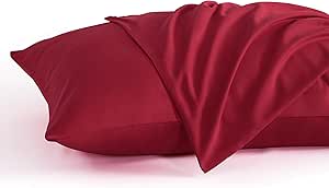 NTBAY Standard Pillow Cases Set of 2, 2 Pack Brushed Microfiber 20x26 Pillow Cases, Soft, Wrinkle, Fade, Stain Resistant Wine Red Pillow Cases with Envelope Closure, 20x26 Inches, Wine Red