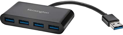 Kensington USB 3.0 4-Port Hub, Transfer Speeds up to 5G bps - Plug and Play Installation, HP, Dell, Windows, Macbook Compatible, K39121EU