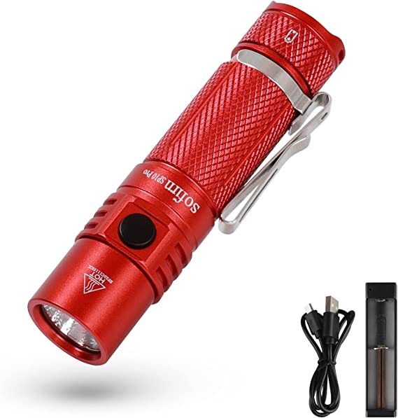 Sofirn SP10 Pro AA Flashlight with Anduril 2 UI, Small Flashlight with LH351D LED 90CRI, Max 900 Lumens, for Camping Hiking Emergency(Red-Kit)