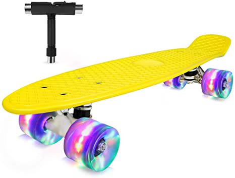 OUTON Skateboards for Kids 22 inch Complete Mini Cruiser Retro Skateboards for Girls, Boys, Teens, Adults & Beginners