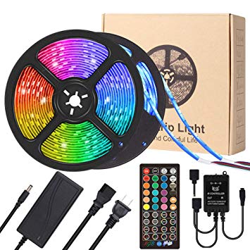 LED Strip Lights, YORMICK 32.8FT/10M 300 LED Light Strip with 3 Music Sync Modes, RGB Color Changing IP65 Waterproof SMD 5050 w/40 Keys Remote Control, Suitable for TV, Bar, Bedroom, Kitchen,Party