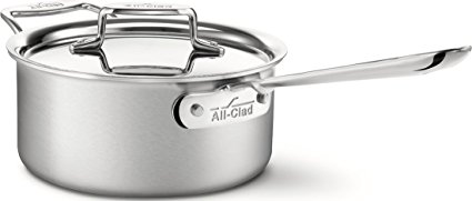 All-Clad BD55203 D5 Brushed 18/10 Stainless Steel 5-Ply Bonded Dishwasher Safe Sauce Pan with Lid Cookware, 3-Quart, Silver