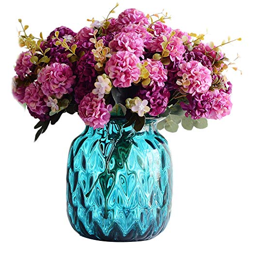 LianLe Silk Flowers Artificial 10 Head Chrysanthemum without Vase(Purple)
