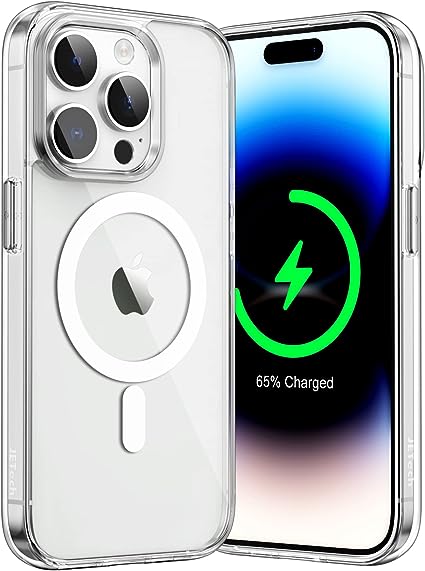 JETech Magnetic Case for iPhone 14 Pro Max 6.7-Inch (NOT for iPhone 14 Pro 6.1-Inch) Compatible with MagSafe Wireless Charging, Shockproof Phone Bumper Cover, Anti-Scratch Clear Back (Clear)