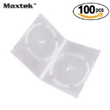 Maxtek 7mm Slim Clear Double CDDVD Case 100 Pieces Pack 2 Discs Capacity per Case