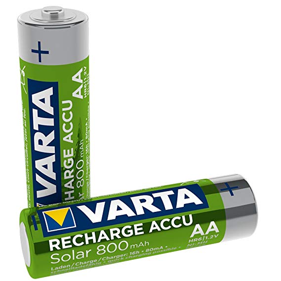 VARTA SOLAR Rechargeable 800 mAh AA Ni-MH Battery (Pack of 2)