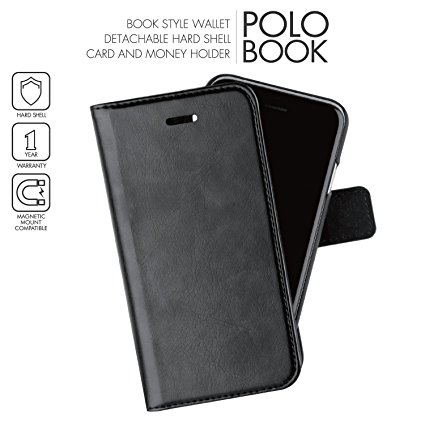 Skech Polo Book Wallet Cover with Detachable Case and Stand for iPhone 7 (6/6s compatible) - Black