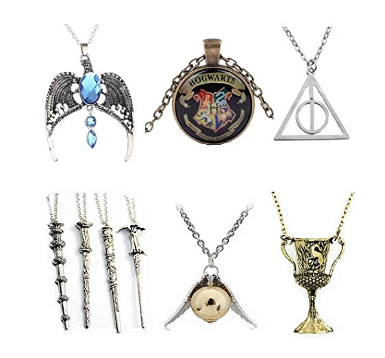 unbranded 9 packs Cosplay Pendant Necklaces Deathly Hallows Wizard Wands Golden Snitch