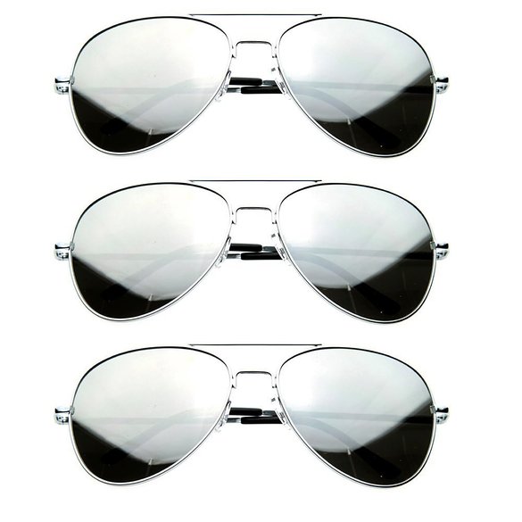 MJ Boutiques Silver Mirror Lens Aviator Sunglasses - pack of 3