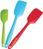 Lucentee 3-Piece Silicone Spatula Set - 2 Large and 1 Small Heat Resistant Cooking Utensils Multicolor