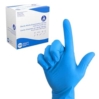 Dynarex Sterile Disposable Nitrile Exam Gloves, Powder-Free, Sterilely Individually Packaged, Textured Palms, Blue, Large, 1 Box of 100