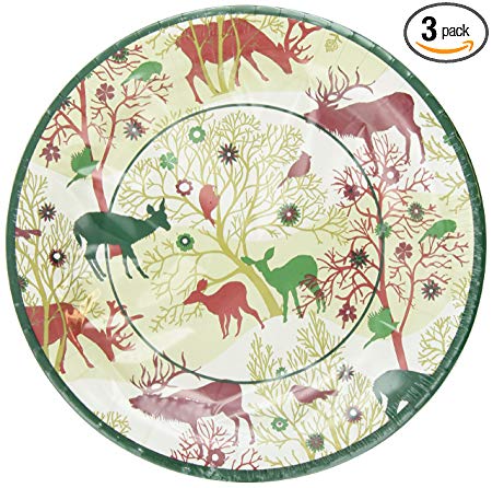 Ideal Home Range 10.5-Inches Paper Plates, Enchanted Forest Pattern, 8-Pack, Beige, (Pack of 3)