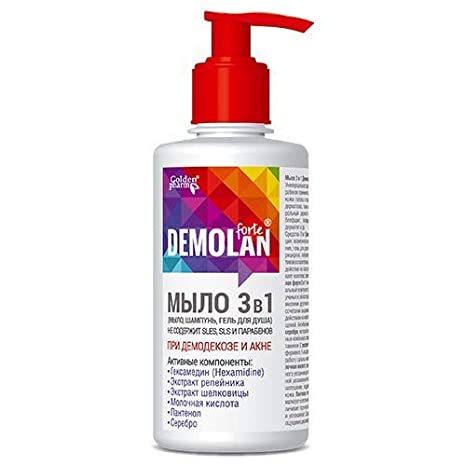 Demolan Demodex Shampoo 3 in 1 Soap and Gel Demodex Face Wash Demodex Hair Body Demodex Stop for Humans 300 ml (10oz) by QG group