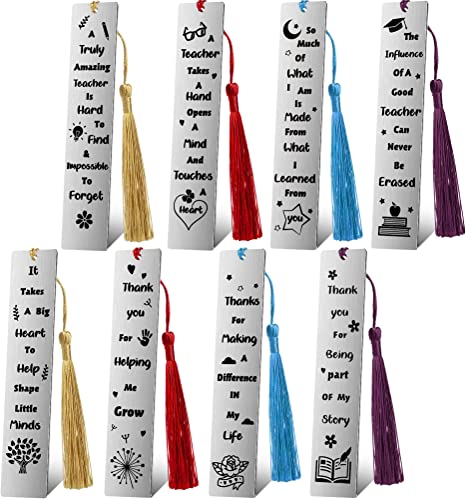 4 Pieces Metal Bookmarks Teacher Appreciation Bookmark Thank You Teacher Book Page Marker for Teachers Instructors Birthday Graduation Presents Book (Vivid Style)