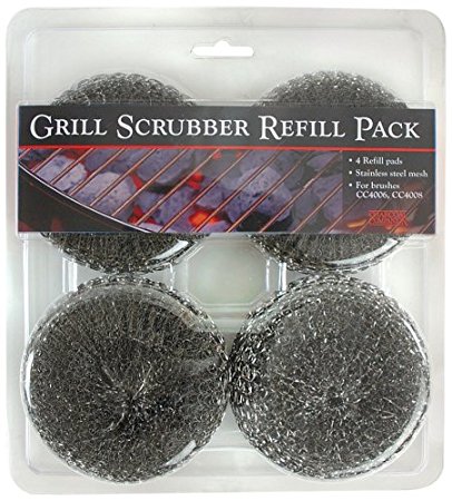 Charcoal Companion Grill Scrubber - Grill Brush Refills, 4 pack CC4009