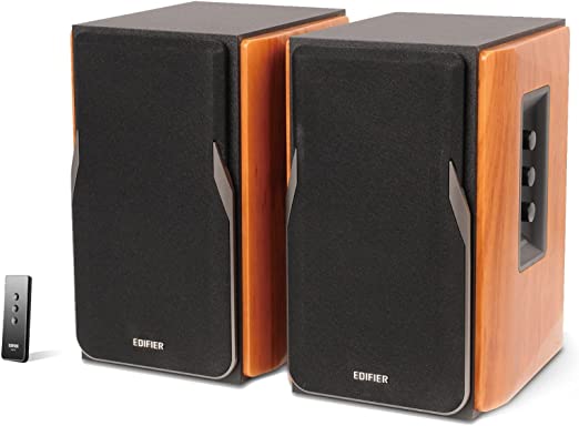 Edifier R1380T Powered Bookshelf Speakers, 2.0 Stereo Active Near Field Monitors, Studio Monitor Speaker, 42 Watts RMS - Wood (Pair)