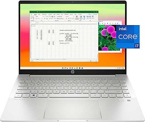 HP Pavilion Plus 14 inch Laptop, 2.8K OLED Display, 13th Generation Intel Core i7, 16 GB RAM, 1 TB SSD, NVIDIA GeForce RTX 2050 Graphics, Windows 11 Pro, 14-eh1299nr (2023)