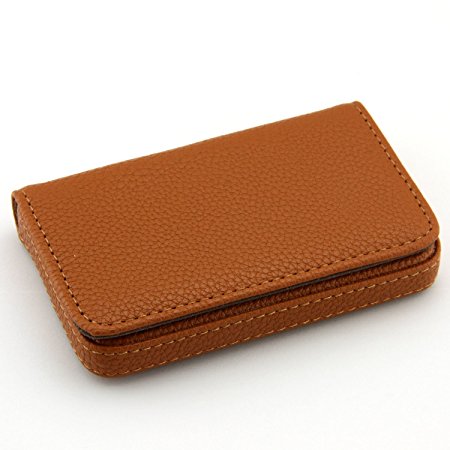 Partstock(TM) Flip Style Leather Business Name Card Wallet / Holder 25 Cards Case 4L x 2.8W inches with Magnetic Shut.(Coffee)