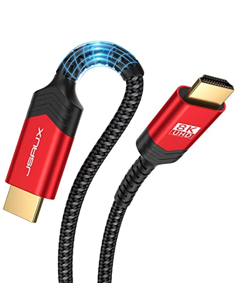 JSAUX 2.1 HDMI Cable 8K 1M Ultra HD Cable High-Speed Lead 48Gbps, HDMI Cable (8K@60Hz 7680x4320, 4K@120Hz) Supports eARC HDR10 HDCP 2.2 & 2.3 DTS:X 3D CEC, Compatible with PS5 PS4 PS3 X-BOX QLED TV