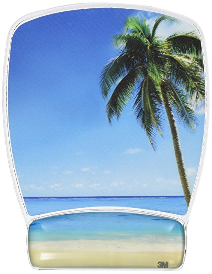 3M Precise Mouse Pad with Gel Wrist Rest, Beach Design (MW308BH)