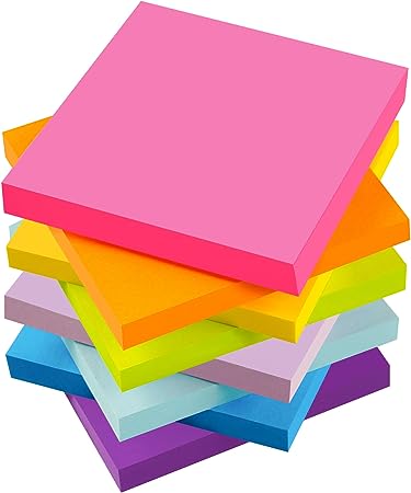 TKTB Super Sticky Notes 3x3 in, 8 Pads, Bright Colors Strong Adhesive Post, Suitable for School, Home, Office, Clean Removal, 70 Sheets/pad