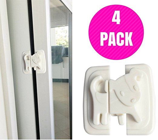 Katabird Baby Safety Cabinet Locks, 4 Count - Child Safety Latches Best for Baby Proofing Cabinets, Sliding Door, Fridge and Drawers - No Drill, Tools, Magnet Or Screws Needed