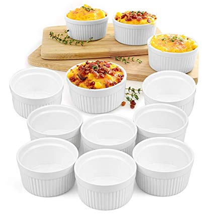 Foraineam Set of 12 Pcs 6 oz Porcelain Souffle Dishes, White Ramekins Bakeware Set Dessert Custard Baking Cups for Baking, Cooking, Serving and More