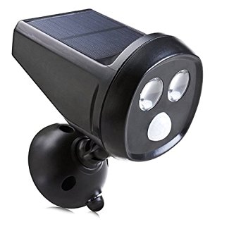 HotYet Solar Motion Sensor Light Wireless Spotlight Outdoor Wall Light Waterproof Black