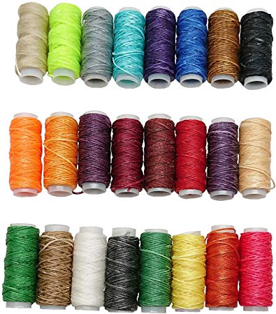 Goiio 24 Colors Waxed Thread, Leather Sewing Thread,Hand Stitching Thread for Hand Sewing Leather and Bookbinding, 13Yards Per Color