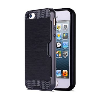 Iphone 6, 6S 4.7 Card Slot Armor Case - Black - Heavy Duty - EXTREME PROTECTION - Tough, Hard Wearing Case by Foxx Electronics