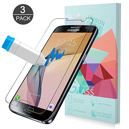 Galaxy S7 Screen Protector, ONSON [3 Pack] 3D-Curved Tempered Screen Protector for Samsung Galaxy S7, 9H Hardness, Bubble Free, Anti-Fingerprint HD Screen Protector Film