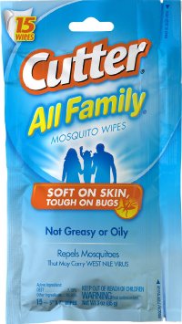 Cutter All Family 15 Count Insect Repellent Mosquito Wipes 715 DEET HG-95838