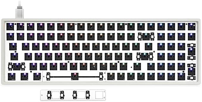 EPOMAKER GK96XS Bluetooth 5.0 RGB Hotswap Custom DIY Kit for 96% Keyboard with Split Spacebar Module, PCB Mounting Plate Case (GK96XS White)