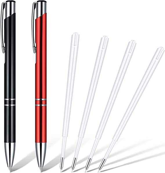 Air Release Pen Pin Pen Craft Vinyl Weeding Tools Air Release Weeding Tool Stainless Steel Point Retractable Air Release Tool Weeding Pen with Refills (Black, Red, 6 Pieces)