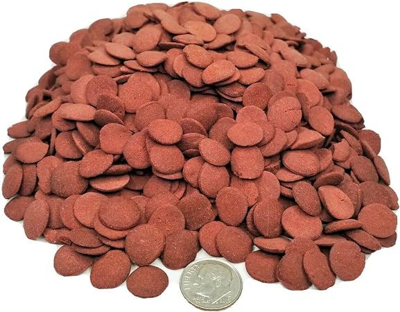 Ultra Color Enhancing 1/2" Sinking Wafers of Krill, Astaxanthin, Rose Algae. Ideal for Bottom Fish, Plecos, Shrimp, Snails, Crayfish, All Herbivorous and Omnivorous Tropical Fish. 1/4-lb