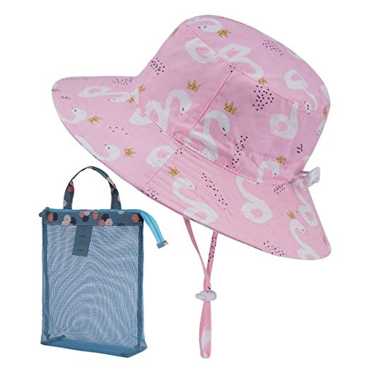 Kirecoo Baby Sun Hat, Toddler Breathable Bucket Hat Cap with a Mesh Storage Bag