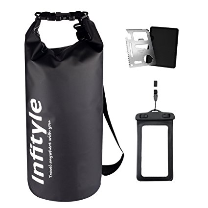 Waterproof Dry Bags - Floating Compression Stuff Sacks Gear Backpacks for Kayaking Camping - Bundled with Phone Case and Pocket Tool