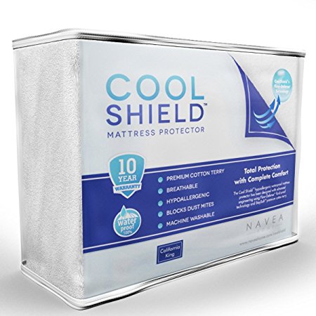 Cool Shield No Allergy Waterproof Mattress Protector - Breathable Terry Cover Protects Against Dust Mites, Allergens, Bacteria, Mold and Fluids - See Reviews - Machine Washable Mattress Protector - Best 10-yr Guarantee - Size: California King (72 in x 84 in)