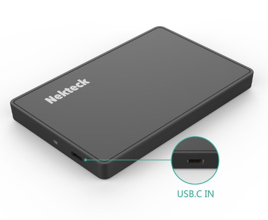 Nekteck 2.5-inch USB Type C 3.1 External HDD Hard Drive Disk Enclosure Case with USB C Interface for 12.5mm/9.5mm HDD and SSD [ Optimized for SSD, Support UASP & SATA III] Tool-Free Design - Black