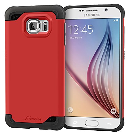 S6 Case, Samsung Galaxy S6 Case, rooCASE [Mil-Spec MIL-STD-810G 810F] Exec Tough PRO Hybrid Drop Protection Heavy Duty Slim Fit Lightweight Armor Cover, Red