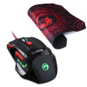 Marvo M-315 Fire Key Total 7 Button USB Ergonomic Wired Gaming Mouse and Mouse Pad 3-Color LED Light PC Mouse For PC/Laptops/Computer
