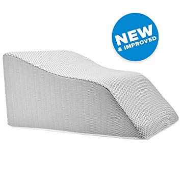 Lounge Doctor Elevating Leg Rest Pillow Wedge Foam w Heather Grey Cover Tall 18" Foot Pillow Leg Support Leg Swelling Vein Issues Lymphedema Restless Legs Pregnancy
