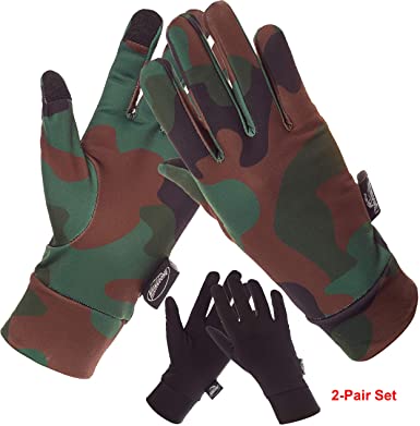 Running Gloves, Touch Screen Camo Lightweight Glove Liners for Cycling Biking Sporting Driving - Men Women Youth Boys and Girls Runners