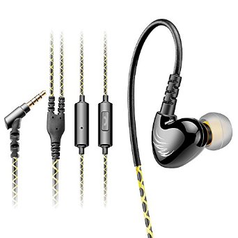 iSens W1 In-ear Sports Wired Earphone with Inline Microphone for Mp3 Players Smartphones Laptops Tablets with 35mm Audio Line-in Black