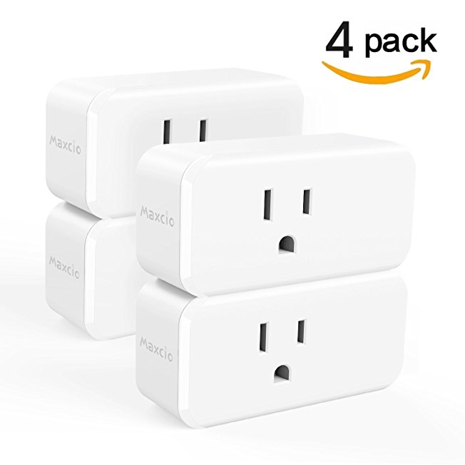 Alexa Mini Smart Plug, Maxcio 15A WiFi Outlet with Energy Monitoring, No Hub Required, Works with Alexa and Google Assistant, Control your Devices from Anywhere - 4 Packs